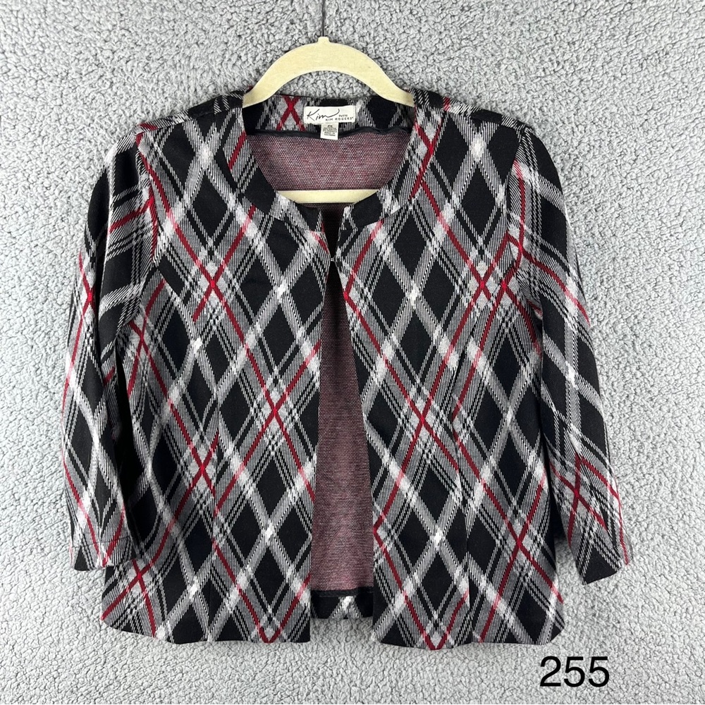 Kim Rogers Women’s PS Small‎ Petite Black Plaid Polyester Blend Coat